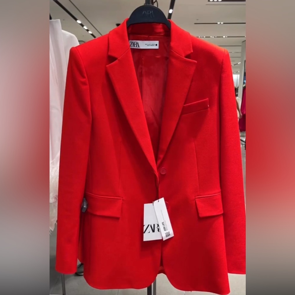 ZARA TAILORED BLAZER RED XS